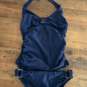 Helen Jon Navy Blue Halter Bikini